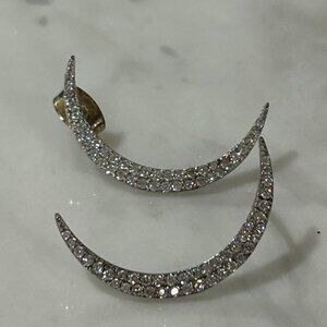 Crescent Moon Diamond Stud Earrings